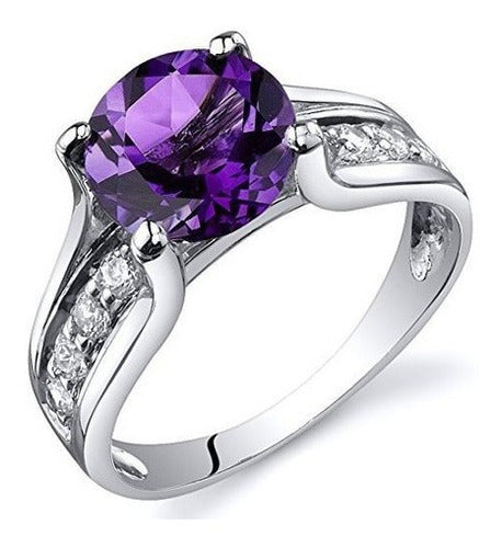 Anillo De Amatista Acabado De Níquel