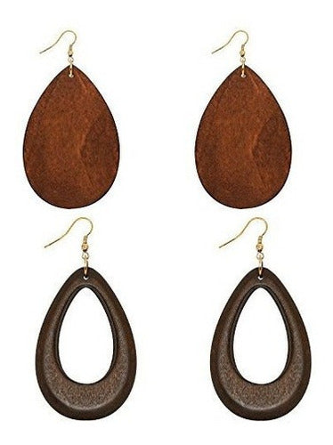 Pendientes De Madera Natural Wowanoo Pendientes Geométricos