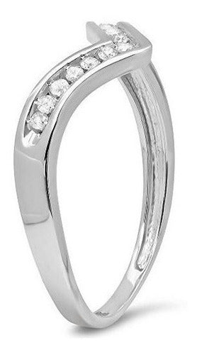Anillo De 0.10 Quilates De Oro Blanco De 14 Quilates