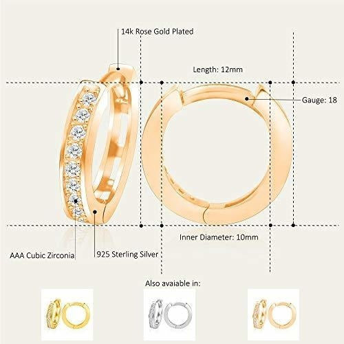 Pendientes de aro pequeños para mujeres chapado en oro 14k