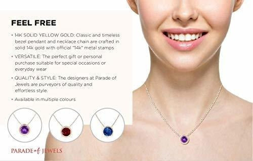 Collar Con Colgante De Granate En Bisel En Oro Amarillo