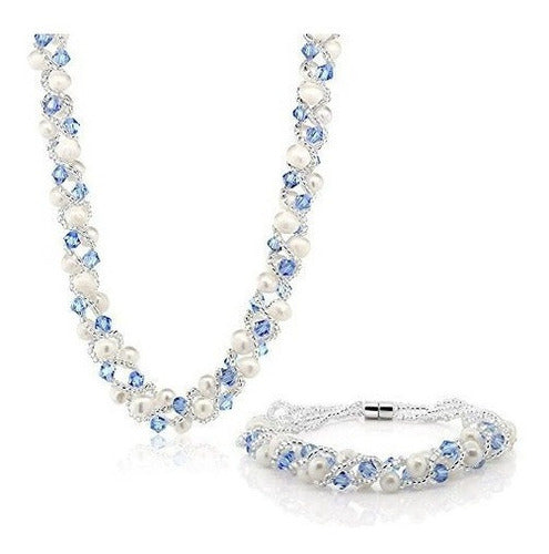 Perla De Agua Dulce Cultivada Blanca De 17 Pulgadas Y Collar