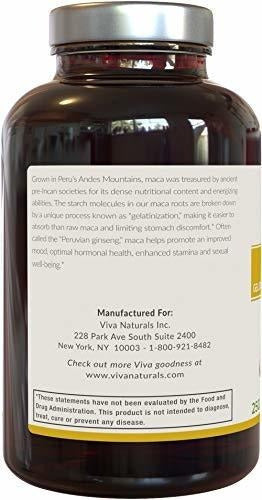 Cápsulas De Raíz De Maca Orgánica De Viva Naturals, 500 Mg,