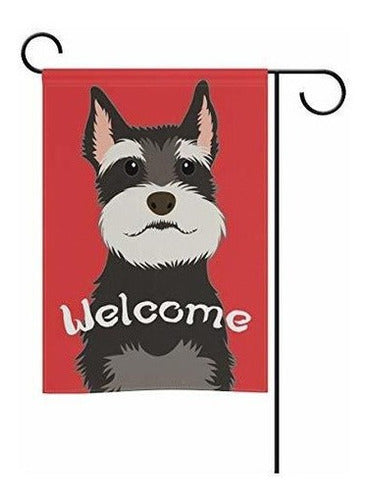 My Daily Welcome Schnauzer Dog - Bandera Decorativa