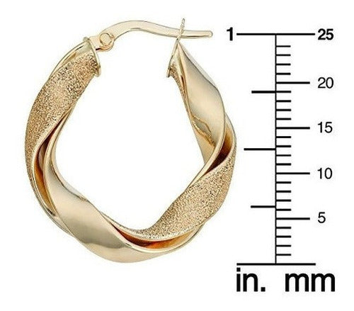 zarcillos de aro retorcido ovalado Oro Amarillo