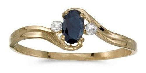Anillo De Diamantes Y Zafiros Ovalados