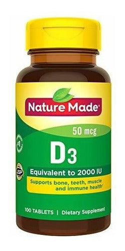 Nature Made Vitamina D3 2000 UI Tabletas de 100 unidades