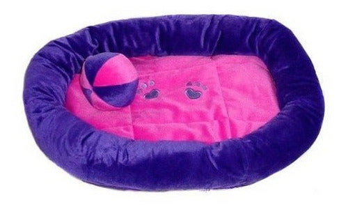 Cama Para Mascotas Púrpura Y Rosa Con Bola De Juego