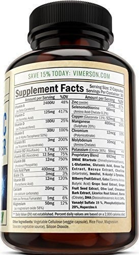 Suplemento sin OGM con GABA, DMAE, Bacopa, Vitaminas