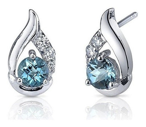 Pendientes De Plata De Topacio Azul