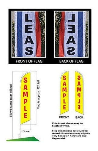 Cartel de pluma de 15 pie con kit de asta de bandera y punta