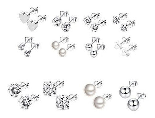 Loyallook 12 Pares De Aretes De Acero Inoxidable Stud Aretes