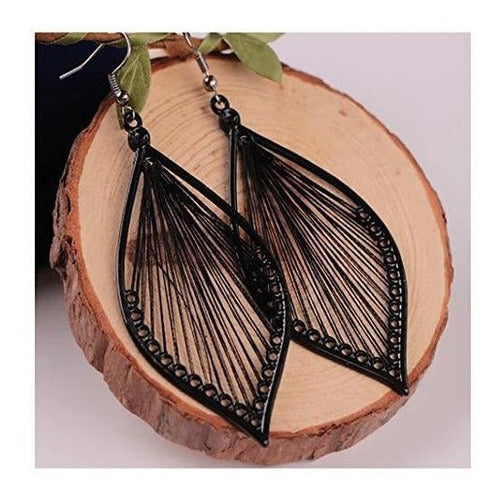 Pendientes Geométricos De Seda Tejida Leiothrix Joyas