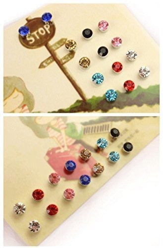 Spiritlele Juego De Aretes De Cristal De 12 Pares De Colores