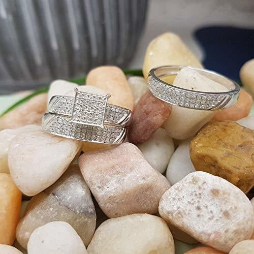 Juego De Trío De 0.75 Quilates De Plata Esterlina