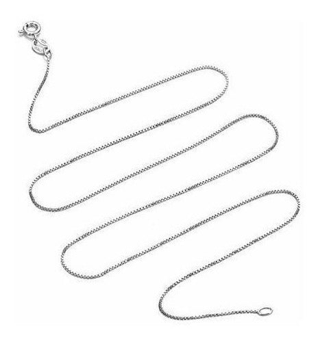 Collar De Cadena De Plata Maciza De 1 Mm Con Caja Hecha En