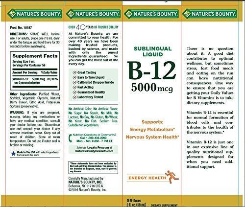 Suplemento B-12 Salud De Energía Líquida