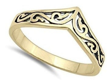 Anillo De Pulgar Con Filigrana De Chevron En Tono De Oro
