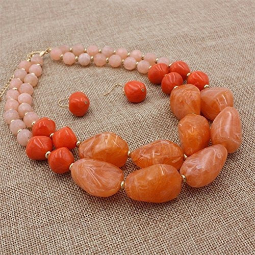 Ufraky - Juego de collar y pendientes de 2 capas