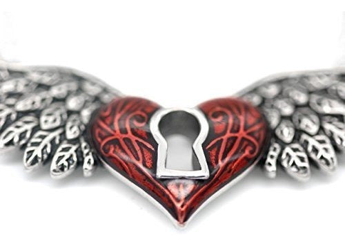 Collar De Corazón De Alas De Ángel Controse Rojo