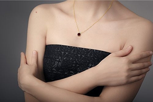 Collar Con Colgante De Granate En Bisel En Oro Amarillo