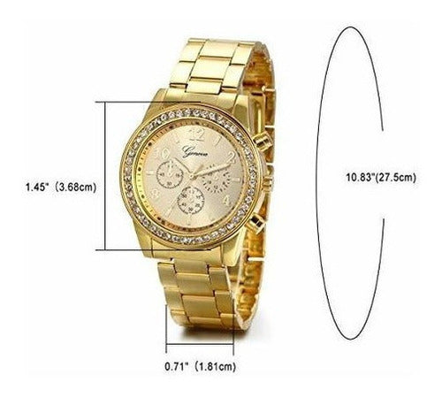 Jewelrywe Reloj de vestir de lujo para hombre, Acero Inoxidable Bling