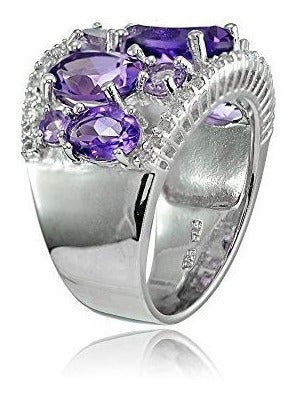 Anillo De Cúpula Con Tonalidad En Plata Auténtica De Plata