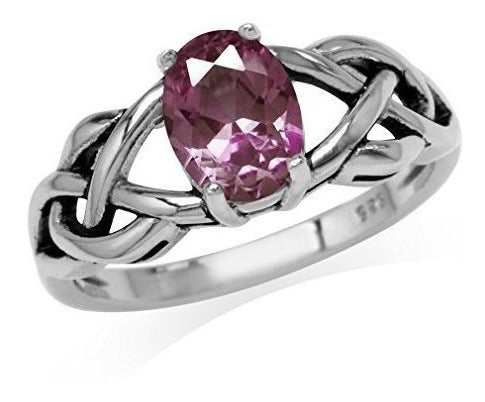 Anillo De Solitario De Nudo Céltico De Alejandrita 925
