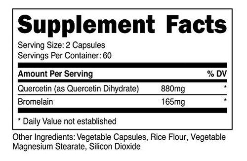 Nutricost Quercetin 800mg, 120 Cápsulas Con Bromelina