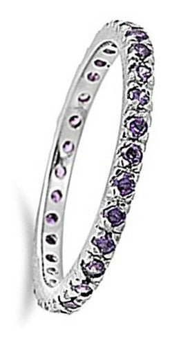 Anillo de eternidad de plata de ley de color