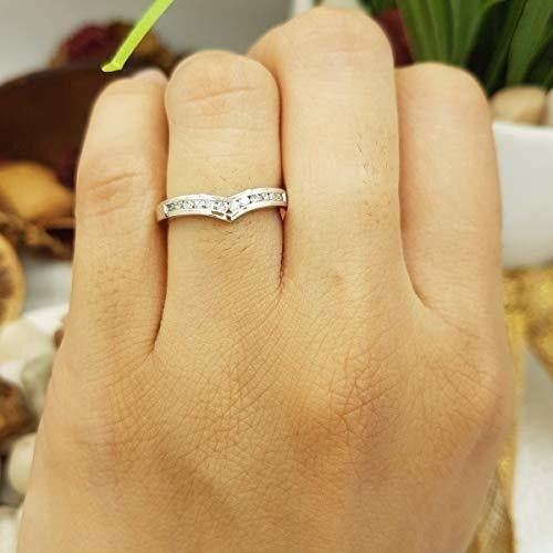 Anillo De Chevron de Oro Blanco De 10 K