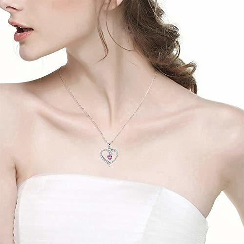 Collar Love Hearts Colgante Para Swarovski Turmalina Rosada