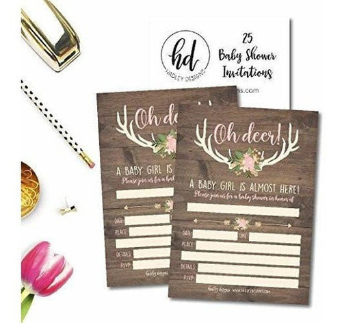 25 Invitaciones De Baby Shower De Ciervo De Oh, Invitación