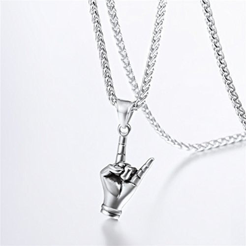 Collar con dije de cuerno de acero inoxidable