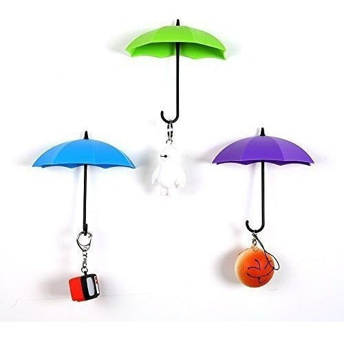 6 soportes para llaves con forma de sombrilla para la pared