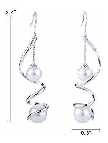 Elequeen Mujer Marfil Color Perla Simulada Largo Alambre