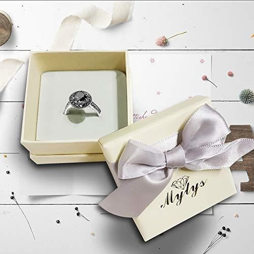 Mytys Vintage Jewelry Fashion Silver Ring Para Mujeres Negro