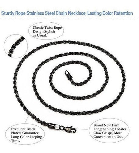 Collar De Cadena De Cuerda De Acero Inoxidable