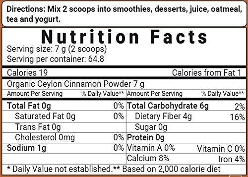 Suplemento canela orgánico de Ceilán, 1 libra (454 gramos)