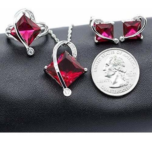 Uloveido Hembra Grande Cuadrado Rojo Collar De Cristal Charm