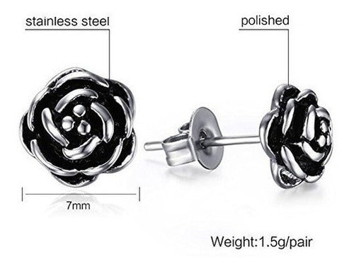 Pendientes De Flor Hipoalergénica De Acero Inoxidable Retro