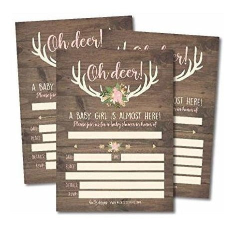 25 Invitaciones De Baby Shower De Ciervo De Oh, Invitación