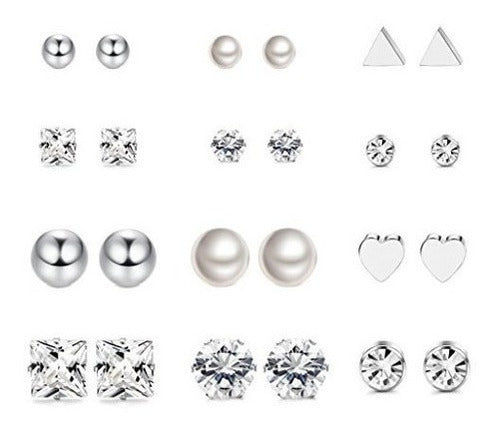 Loyallook 12 Pares De Aretes De Acero Inoxidable Stud Aretes