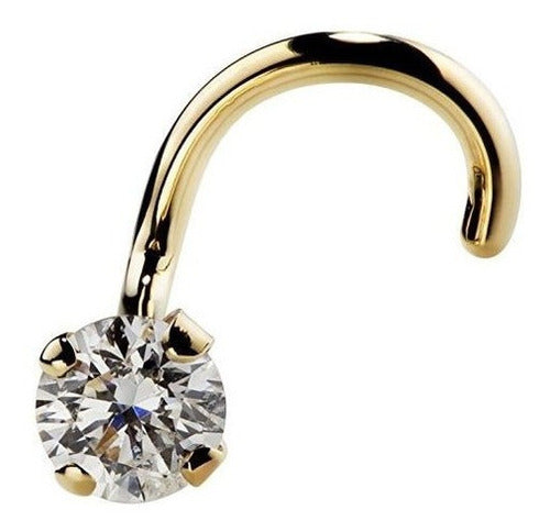 14k De Oro Amarillo Cz Anillo Nariz Barrenas /