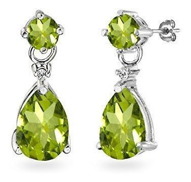 Pendientes colgantes de plata de ley en forma de lágrima