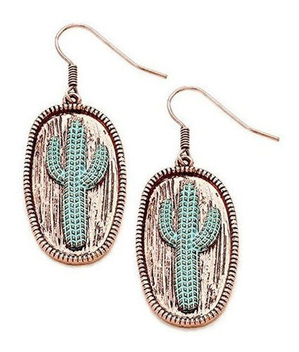 Pendientes De Moda De Dos Tonos De Cactus De Metal