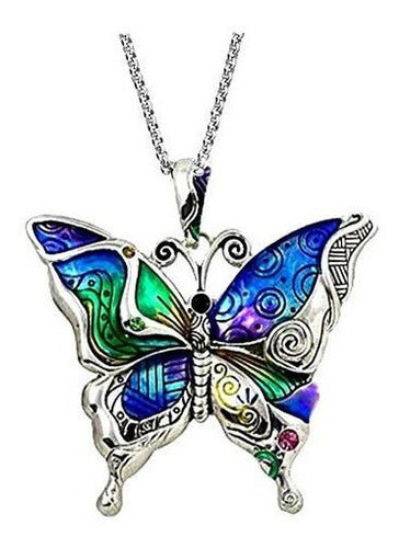 Collar de mariposa de colores plateados 24 de Dianal Boutiqu