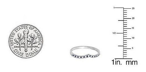 Anillo De Banda Apilable Para Bodas De Zafiro Azul Y Blanco