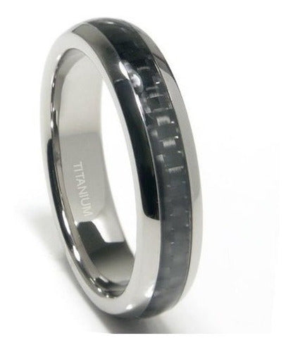 Anillo De Banda De Boda Con Incrustaciones De Fibra De