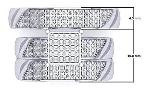 Juego De Trío De 0.75 Quilates De Plata Esterlina